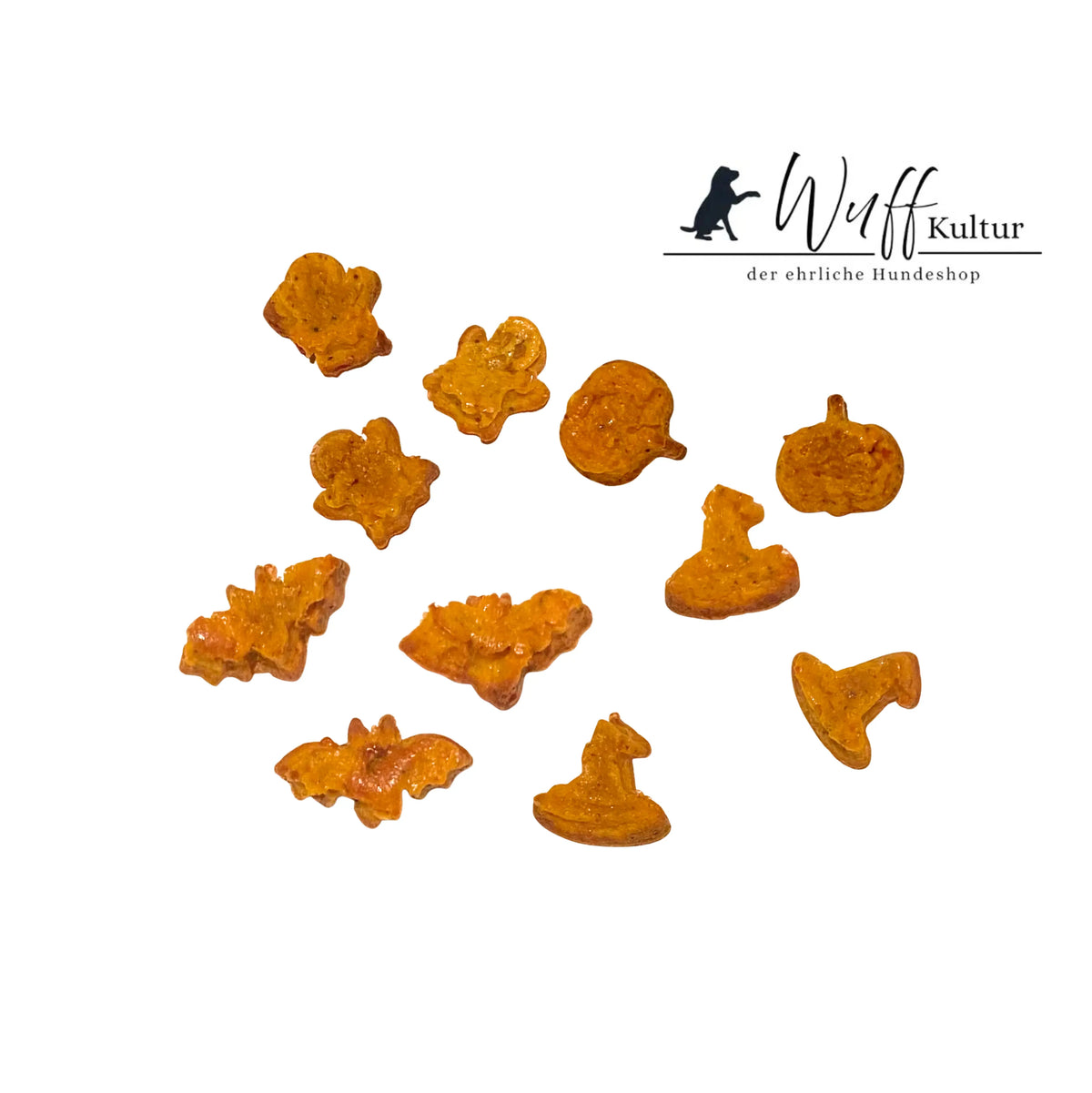 Handgemachte Halloween Kürbis-Käse-Kekse für Hunde von WuffKultur mit Hokkaido, Emmentaler, Kürbiskernen und Quinoa