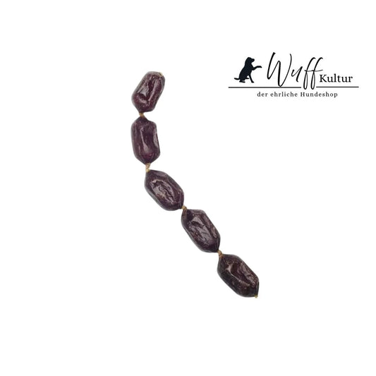 kleine Rinderwürstl mit Seealgenmehl für Hunde, schonend getrocknet, liefert wertvolle Mineralstoffe